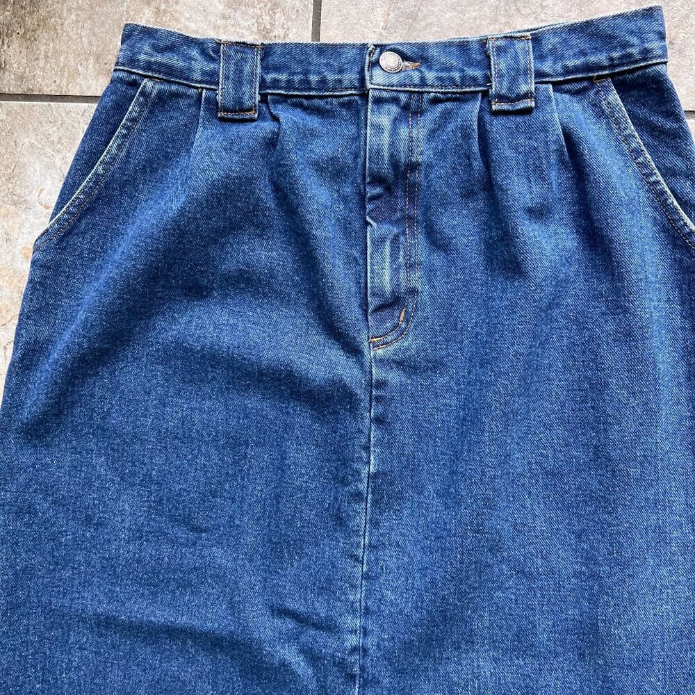 Vtg NWT Sears Crossroads Denim Midi Skirt 14 Retro Slit Pockets USA Belt Loop - Picture 4 of 12